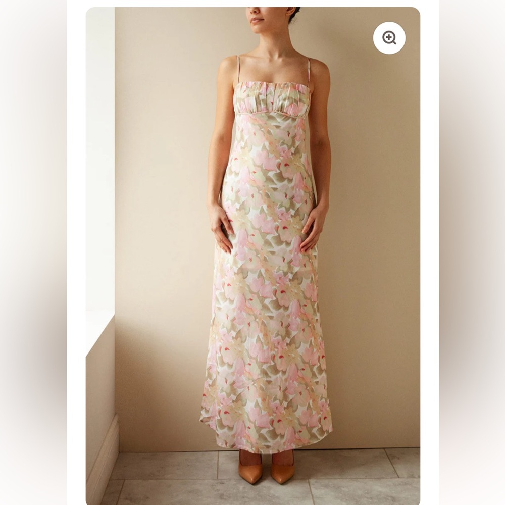 Elegant Pink and Cream Floral Maxi Dress - Picture 4 of 5